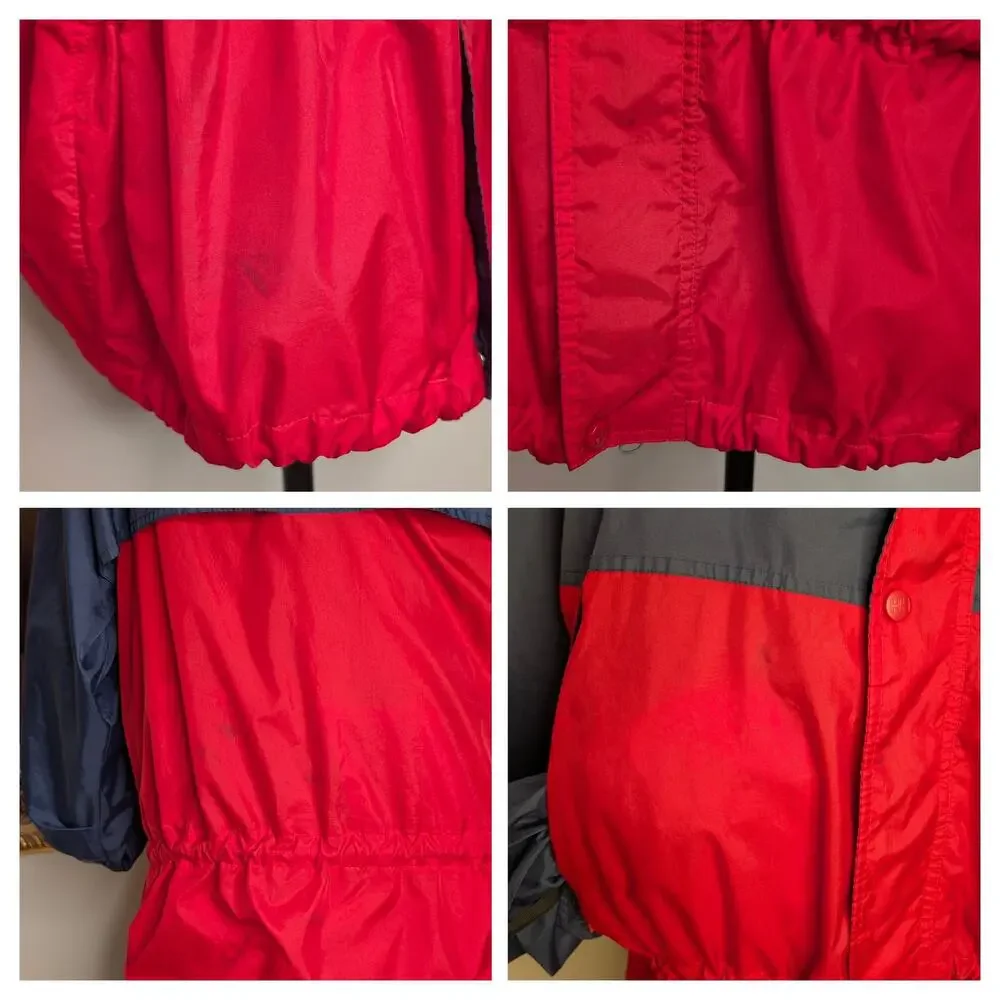 VNTG 90s Helly Hansen Sailing Rain Jacket Packable Windbreaker Hooded Men L FLAW